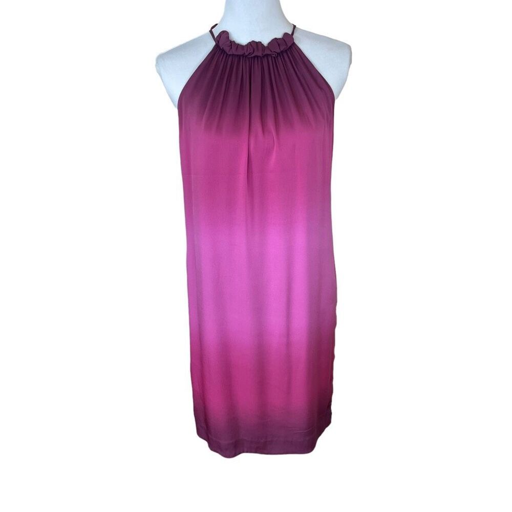 Vince Ombré Silk Shift Dress Pink Fuschia Plum size Small